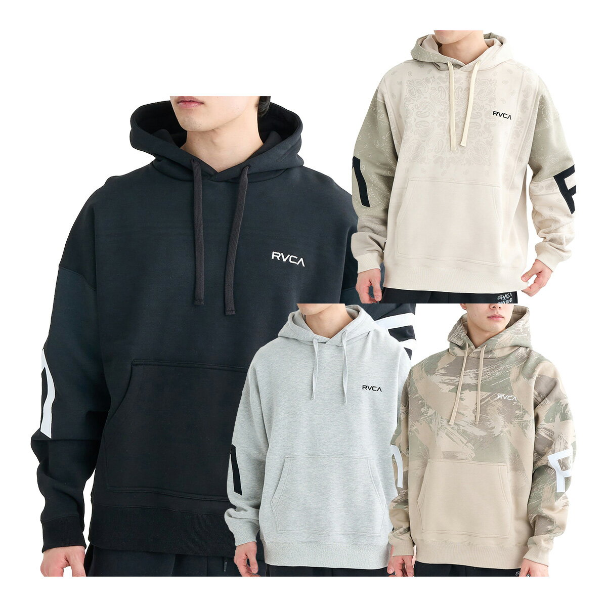 乐天商城 - ルーカ RVCA 長袖 プルオーバー パーカー メンズ BF042015 バックサイドアーチ ルーカ HD カジュアル オーバーサイズシルエット 2025年秋冬モデル BACK SIDE ARCH RVCA HD 秋冬ウェア フード付き 起毛