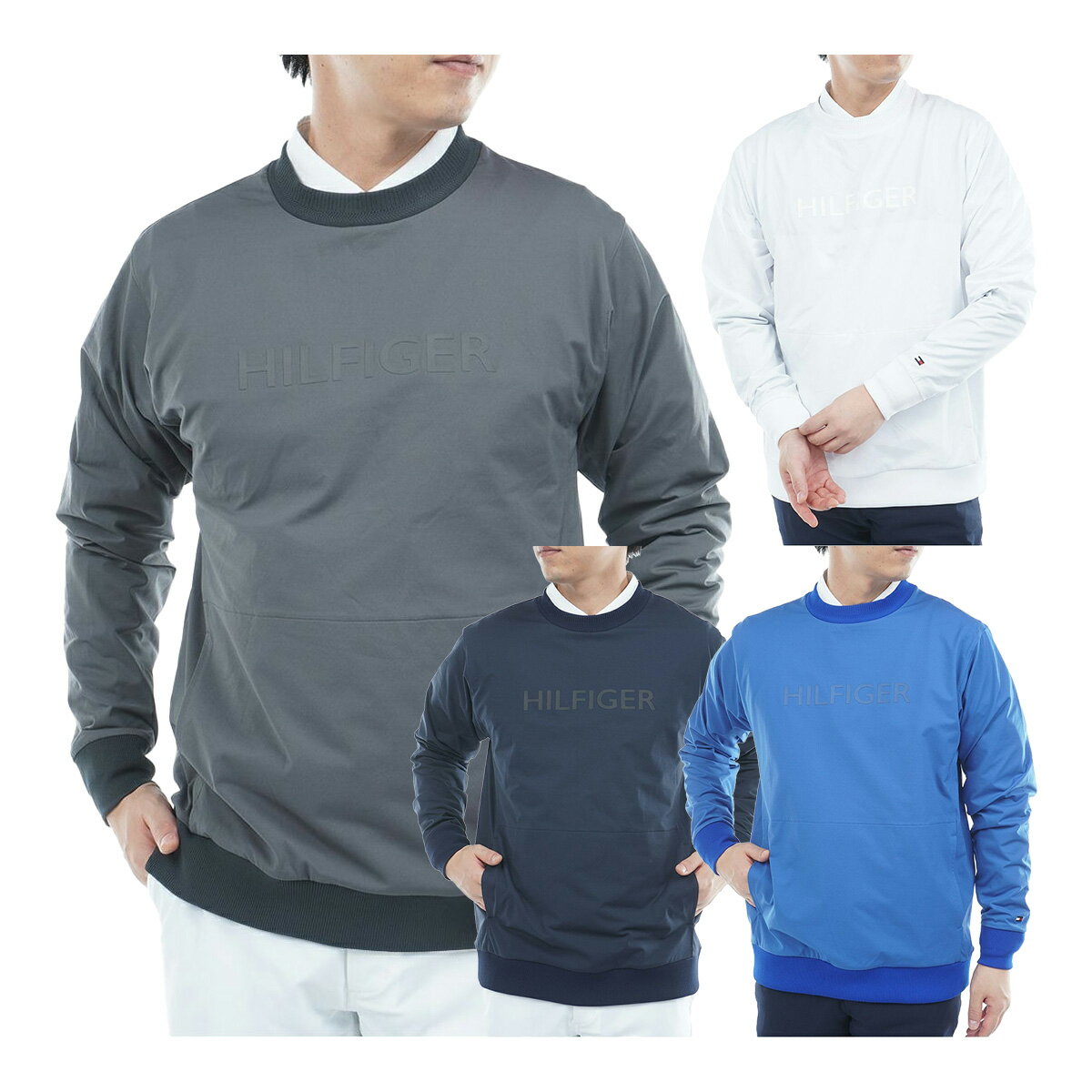 トミー ヒルフィガー ゴルフ 長袖 クルーネックスウェット 防風 メンズ THMA554 トップス ゴルフウェア 2025年秋冬モデル TOMMY HILFIGER 秋冬ウェア プルオーバー スニードジャック