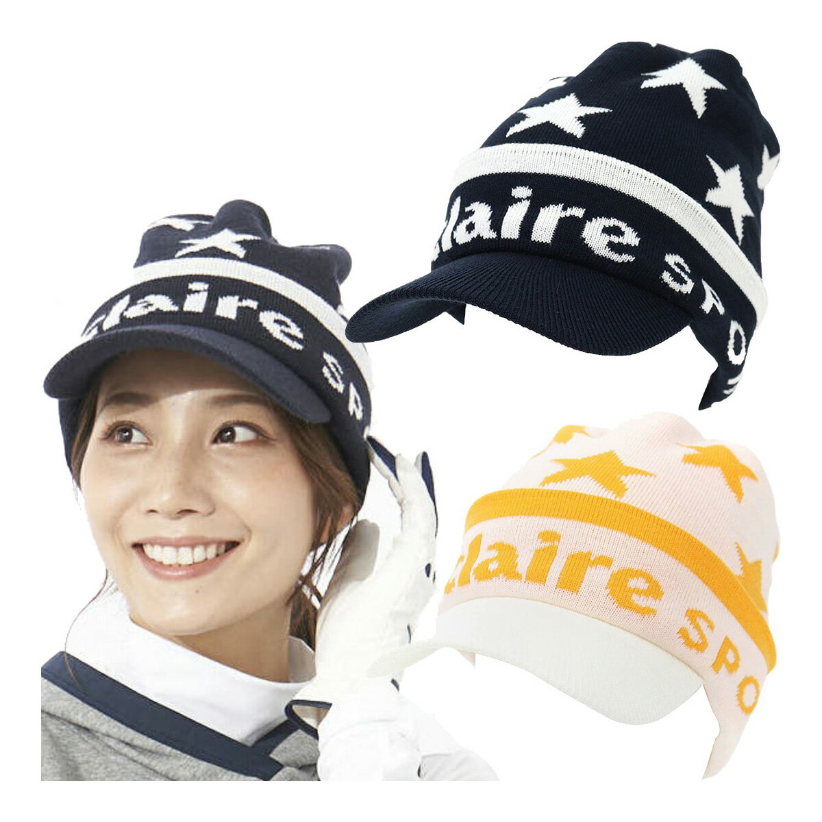 【在庫処分】【レディース】マリ・クレール ゴルフキャップ つば付きビーニー 732-936 ヘッドウェア 帽子 ニット帽 ゴルフウェア