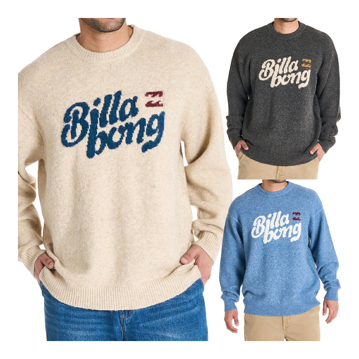 乐天商城 - ビラボン BILLABONG 長袖 クルーネックセーター ニット メンズ BF012601 トップス 2025年秋冬モデル 秋冬ウェア CREW NECK