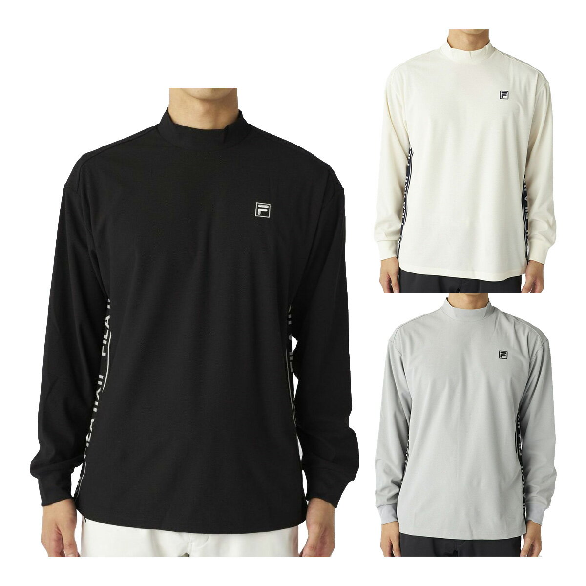 FILA Golf - フィラ ゴルフ 長袖 モックネックシャツ バックプリント メンズ 785-510 トップス ゴルフウェア 2025年秋冬モデル FILA GOLF 秋冬ウェア 785510