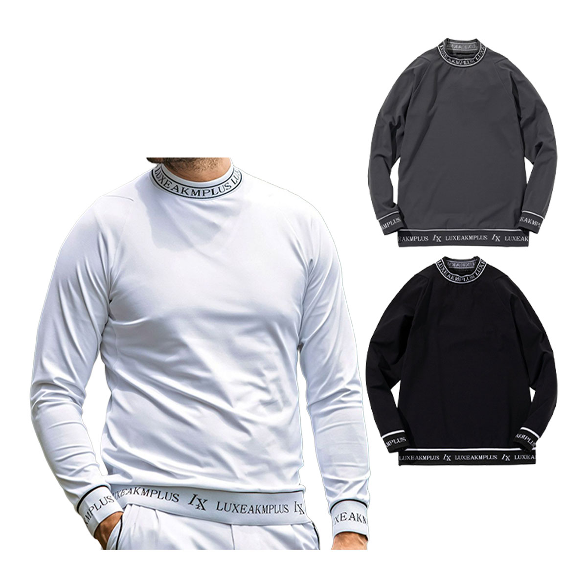 樂天商城 - リュクスエイケイエムプラス ゴルフ ヘムライン ロング Tシャツ LAT25010 ゴルフウェア メンズ トップス 2025年秋冬モデル LUXEAKMPLUS GOLF