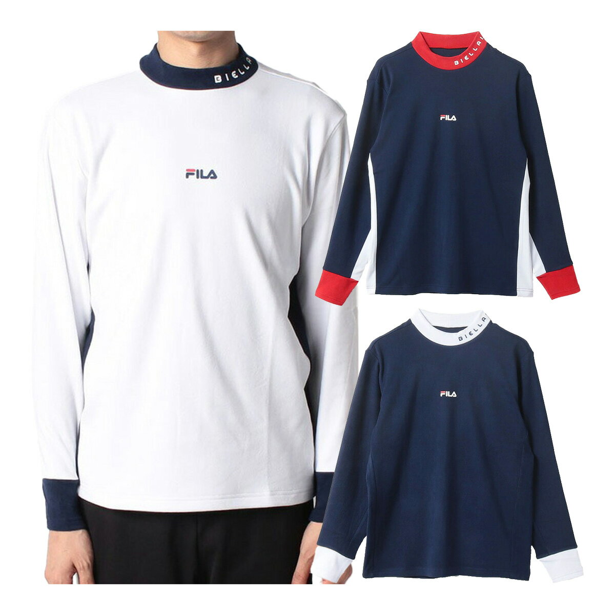 乐天商城 - フィラ ゴルフ 長袖 モックネックシャツ メンズ 783-560 トップス ゴルフウェア 秋冬モデル FILA GOLF 秋冬ウェア 783560