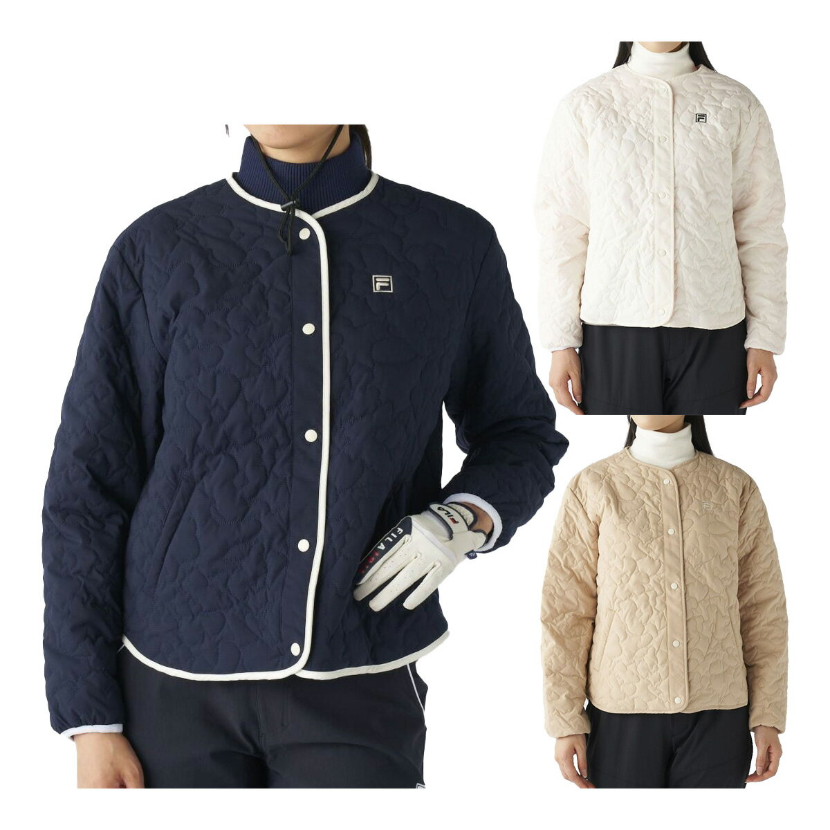 フィラゴルフ長袖フラワーキルトジャ...