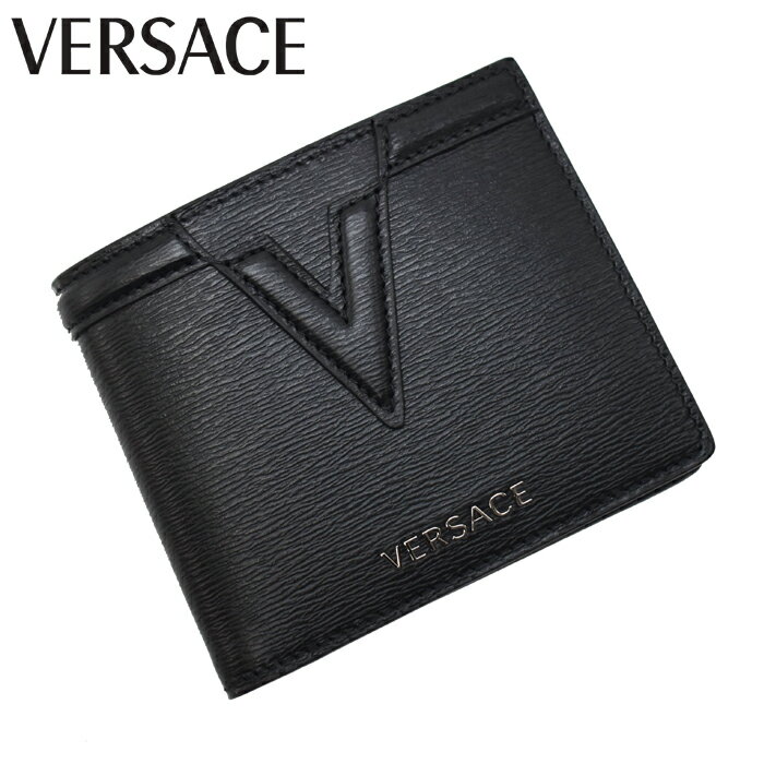 ヴェルサーチェ 財布（レディース） VERSACE ヴェルサーチ 二つ折り財布 ブラック DPU6737 1A00593 1B00E ヴェルサーチ 財布 ベルサーチ 財布 本革