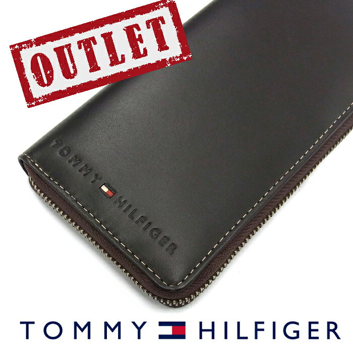 【アウトレット】TOMMY HILFIGER トミーヒルフィガー 31TL13X015 ラウンドファスナー長財布 ブラウン トミーヒルフィガー 財布