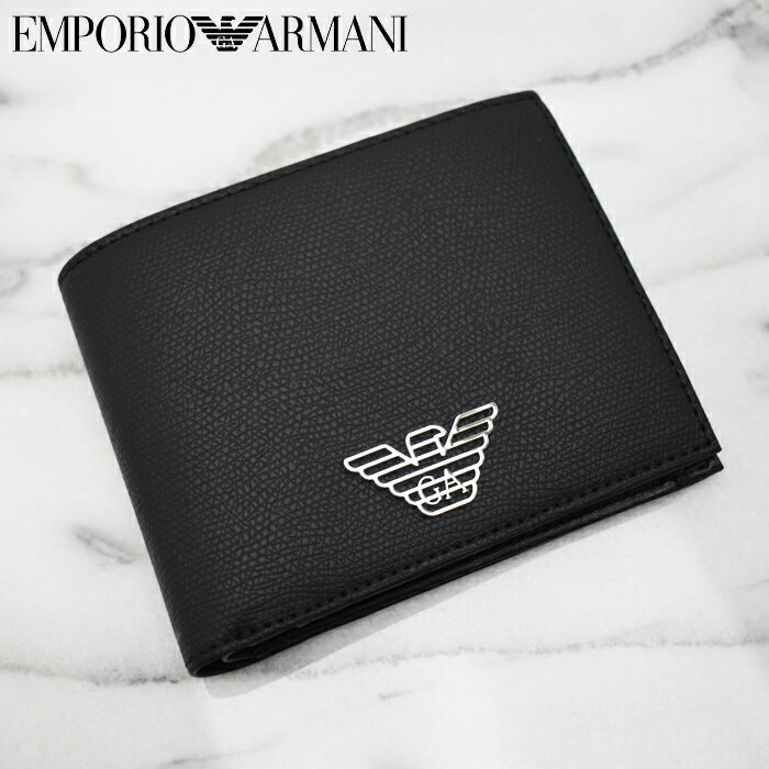 アルマーニ 財布（メンズ） EMPORIO ARMANI エンポリオ アルマーニ 二つ折り財布 小銭入れ付き Y4R165 YLA0E 81072/ブラック アルマーニ 財布