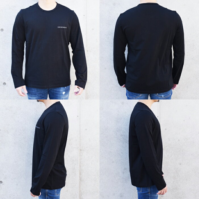 EMPORIO ARMANI エンポリオ アルマーニ ロングTシャツ ロンT ブラック ロゴプリン...