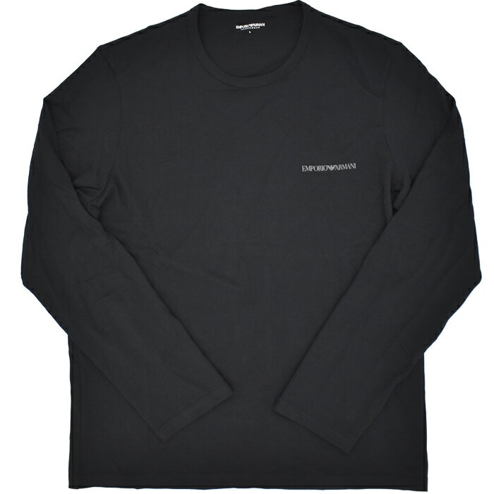 EMPORIO ARMANI エンポリオ アルマーニ ロングTシャツ ロンT ブラック ロゴプリン...