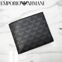 エンポリオ・アルマーニ 革二つ折り財布 メンズ EMPORIO ARMANI エンポリオ アルマーニ イーグルロゴ 二つ折り財布 小銭入れ付き ブラック YEM122 YTO2J エンポリオアルマーニ 財布