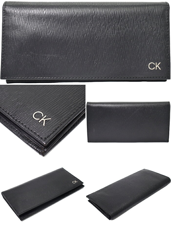 Calvin Klein カルバンクライン 本革レザー 長財布 小銭入れ付き ブラック 31CK190...