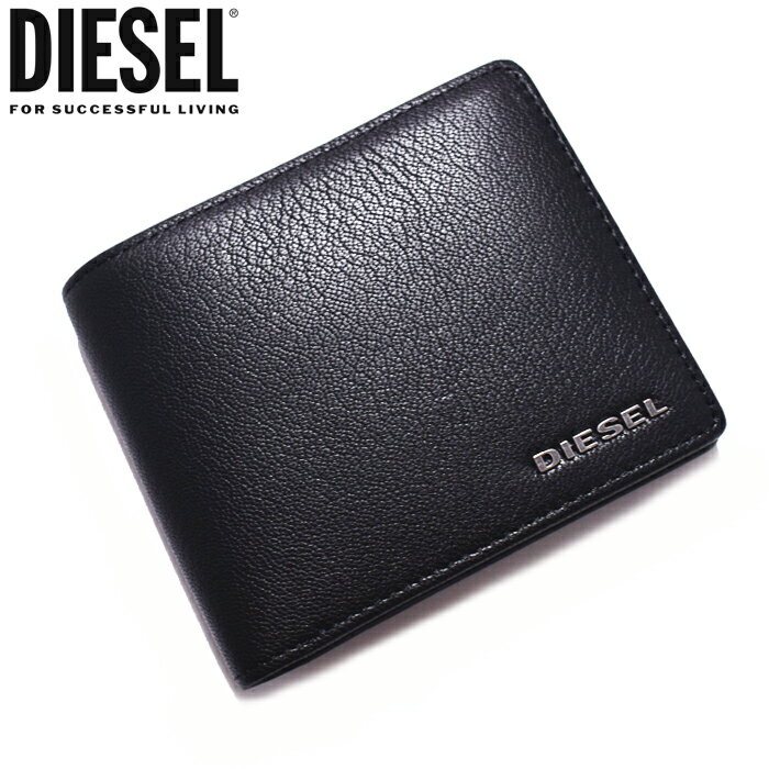 ディーゼル 二つ折り財布（メンズ） DIESEL ディーゼル 二つ折り財布 小銭入れ付 ブラック X06627 P0396 T8013 HIRESH S ディーゼル ディーゼル 財布 diesel 財布 メンズ レディース