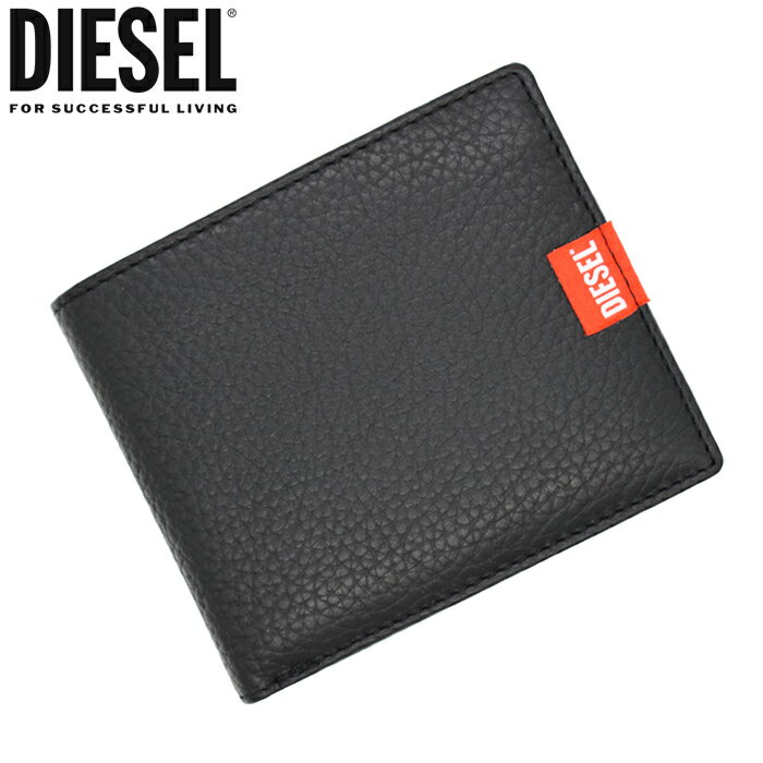 ディーゼル 財布（メンズ） DIESEL ディーゼル レザー二つ折り財布 パスポケット付き ブラック BI-FOLD COIN S X09358 PR013 T8013 ディーゼル 財布 diesel 財布 メンズ レディース