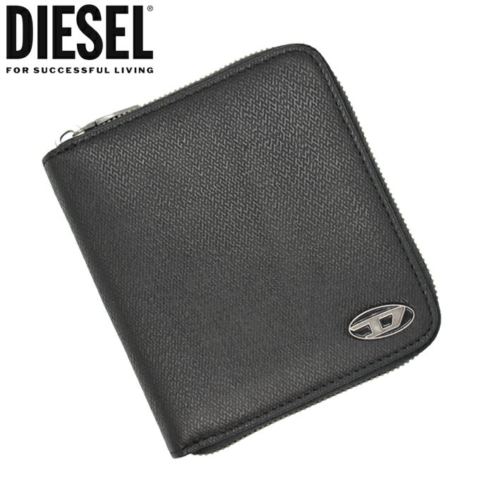 ディーゼル 財布（メンズ） DIESEL ディーゼル レザー ラウンドファスナー二つ折り財布 ブラック BI-FOLD COIN ZIP M X09363 P1101 T8013 ディーゼル 財布 diesel 財布 メンズ レディース