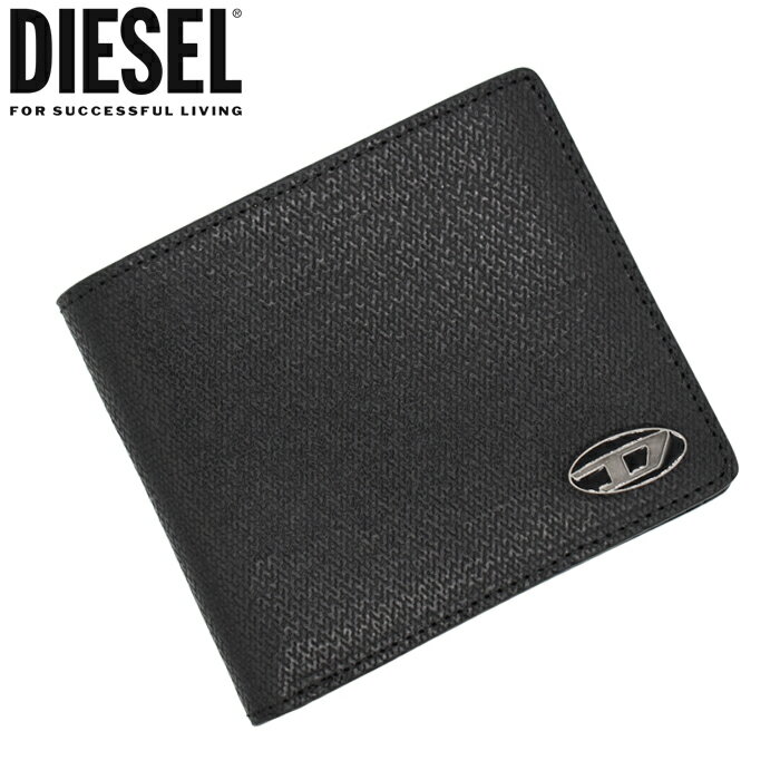 ディーゼル 財布（メンズ） DIESEL ディーゼル レザー二つ折り財布 小銭入れ付 ブラック BI-FOLD X09364 P1101 ディーゼル 財布 diesel 財布 メンズ レディース