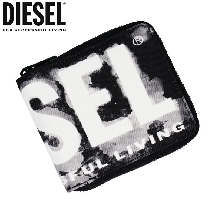ディーゼル 財布（メンズ） DIESEL ディーゼル ラウンドファスナー二つ折り財布 小銭入れ付 ブラック BI-FOLD COIN ZIPPI X09528 P5586 T8013 ディーゼル 財布 diesel 財布 ミニ財布 メンズ レディース