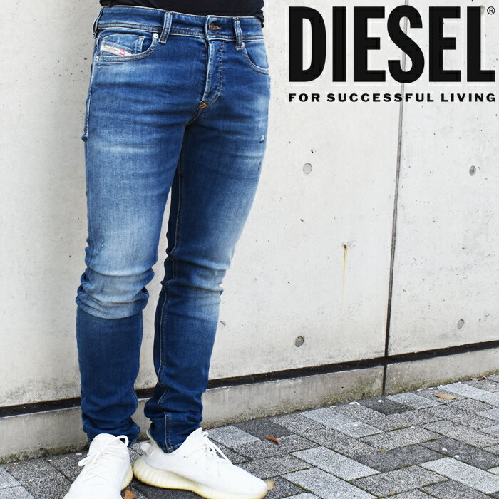 DIESEL ディーゼル ダメージ加工 スキニーデニム ジーンズ インディゴブルー SLEENKER 00SWJE 009DK ディーゼル デニムメンズ ディーゼル デニム L.32