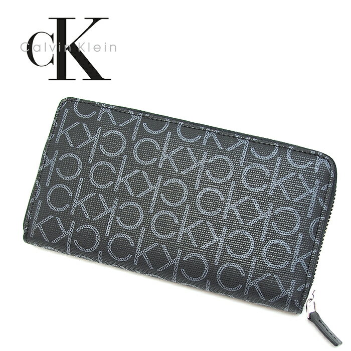 Calvin Klein カルバンクライン モノグラム柄 ラウンドファスナー長財布 ブラック 79468 カルバンクライン 財布