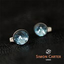 サイモン・カーター(カフス) SIMON CARTER サイモンカーター カフス カフリンクス カフスボタン DOMED ROUND CRYSTAL aquamarine/ライトブルー×シルバー サイモンカーター カフス ラウンドカフス 結婚式 ビジネス プレゼント 贈り物 おしゃれ カフス カフスボタン ブランド