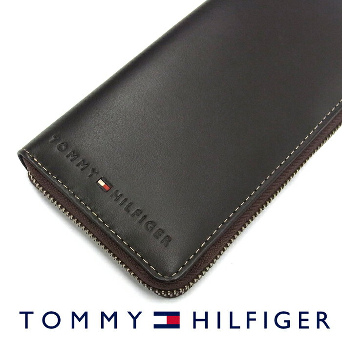 トミー ヒルフィガー 財布（メンズ） TOMMY HILFIGER トミーヒルフィガー 31TL13X015 ラウンドファスナー長財布 ブラウン トミーヒルフィガー 財布