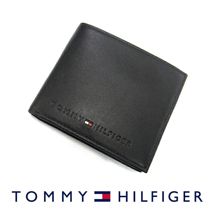 トミー ヒルフィガー 二つ折り財布 メンズ TOMMY HILFIGER トミーヒルフィガー 31TL25X005 二つ折り財布 小銭入れ付き ブラック トミーヒルフィガー 財布