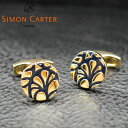 SIMON CARTER サイモンカーター カフス カフリンクス カフスボタン HIBISCUS NAVY/GOLD ネイビー×ゴールド サイモンカーター カフス ラウンドカフス 結婚式 ビジネス プレゼント 贈り物 おしゃれ カフス カフスボタン ブランド ハイビスカス