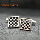 SIMON CARTER サイモンカーター カフス カフリンクス カフスボタン SMALL SQUARE CHEQUER ONYX/MOP/ブラック/ホワイト サイモンカーター カフス カフスボタン メンズ スクエアカフス 結婚式 ビジネス プレゼント 贈り物 おしゃれ カフス カフスボタン ブランド