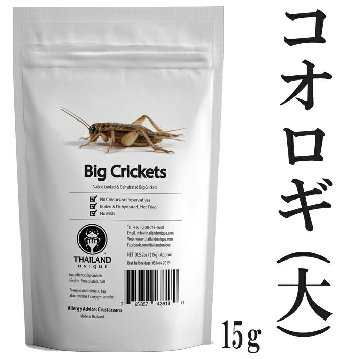 昆虫食 フタホシコオロギ 15g 塩味 閲覧注意 高蛋白で低糖質 昆虫 食用 入門 Big Crickets パーティーグッズ 罰ゲーム 宴会