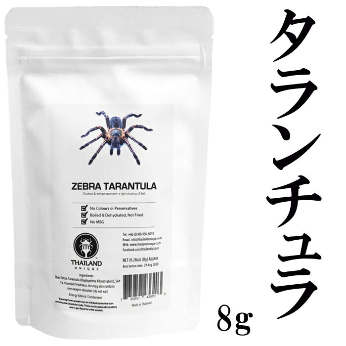 昆虫食 タランチュラ 8g 塩味 閲覧注意 高蛋白で低糖質 クモ 蜘蛛 昆虫 食用 入門 ゼブラタラ ...