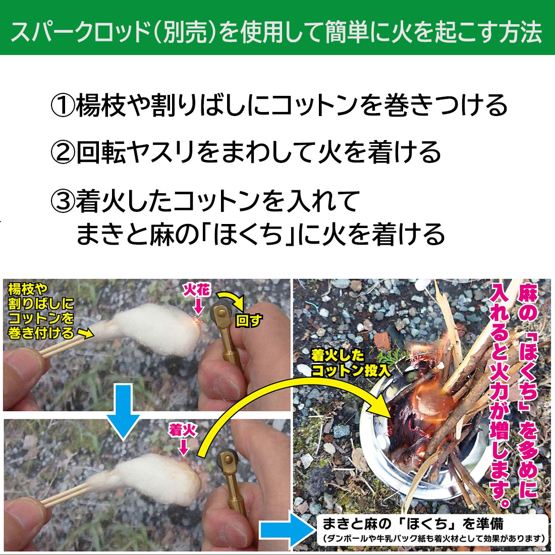 ペンギン ゴーイング PENGUIN GOING 麻の「火口」ほくち PGO-HOKUCHI キャンプなど...