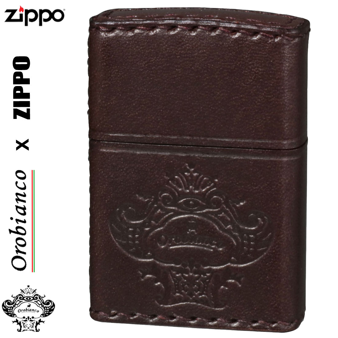 オロビアンコ ジッポ zippo (ジッポーライター)オロビアンコ　　OROBIANCO　国産牛革巻き、手縫い ZIPPO ブラウン 送料無料【クロネコゆうパケット可】