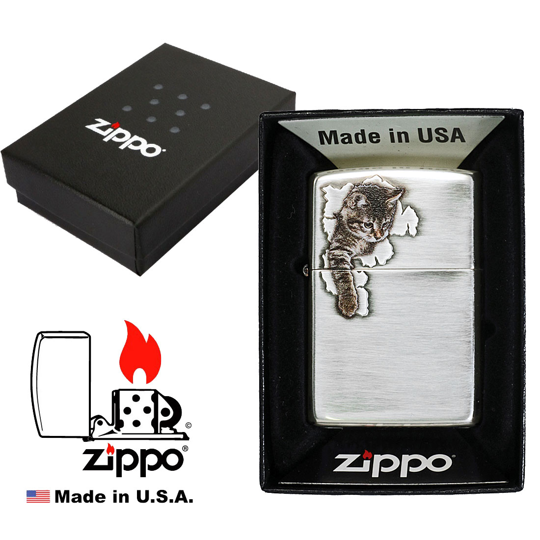 zippo ジッポーライター 猫柄 キャットポー2 銀いぶし 大人気 かわいい ギフト プ...