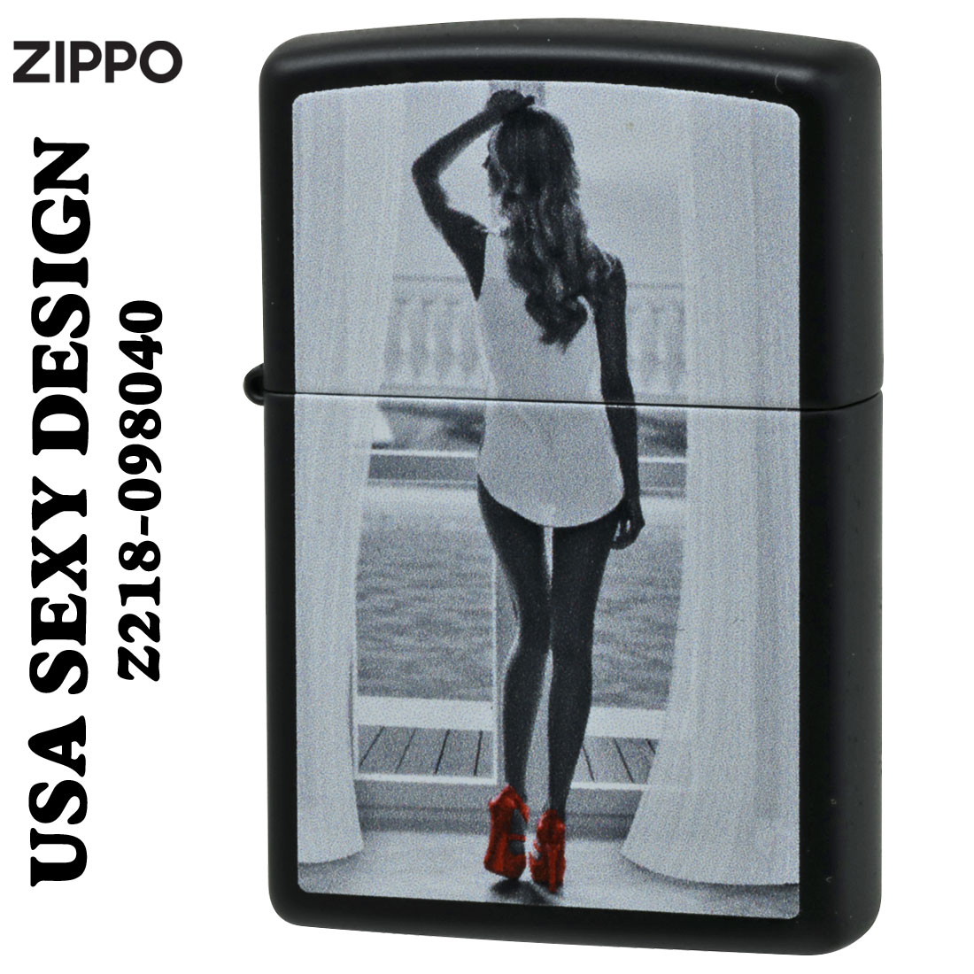 セクシーＺｉｐｐｏ zippo(ジッポーライター)SEXY ZIPPO　セクシーガール　Z218-098040　ブラックマット　オイルライター おしゃれ クール アメリカ レディー 女性　かっこいい メンズ　ギフト プレゼント送料無料　【クロネコゆうパケット可】