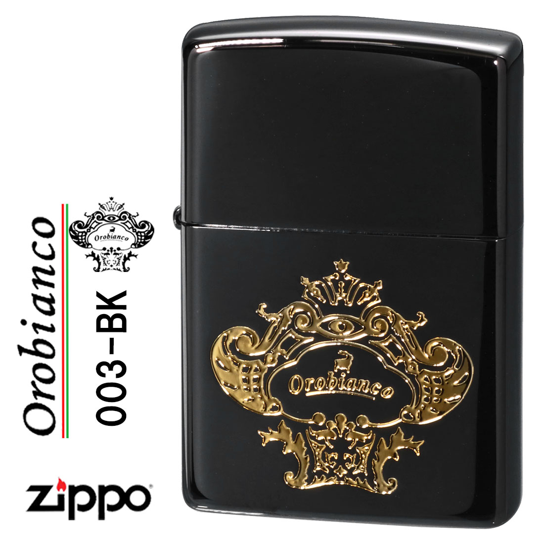 オロビアンコ ジッポ zippo (ジッポーライター) オロビアンコ OROBIANCO エッチング ロゴ ブラックニッケル ORZ-003-BK メンズ レディース おしゃれ ブランド イタリア ギフト プレゼント 送料無料【クロネコゆうパケット可】