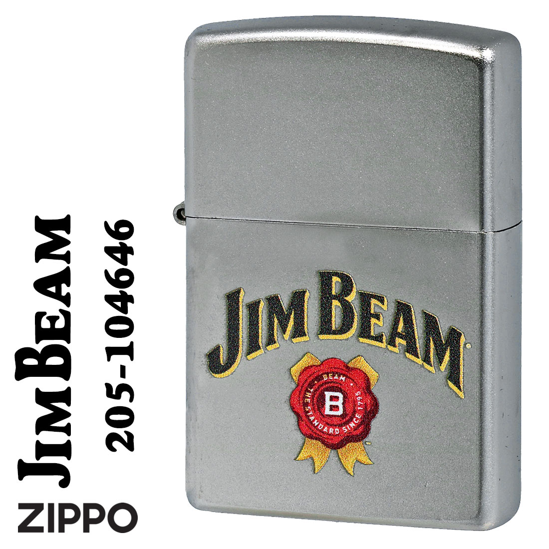 zippo(ジッポーライター) Jim Beam Logo ジムビーム　ロゴ　2023モデル サテンクローム Z205-104646　メンズ おしゃれ カッコイイ ギフト プレゼント 送料無料 【クロネコゆうパケット可】