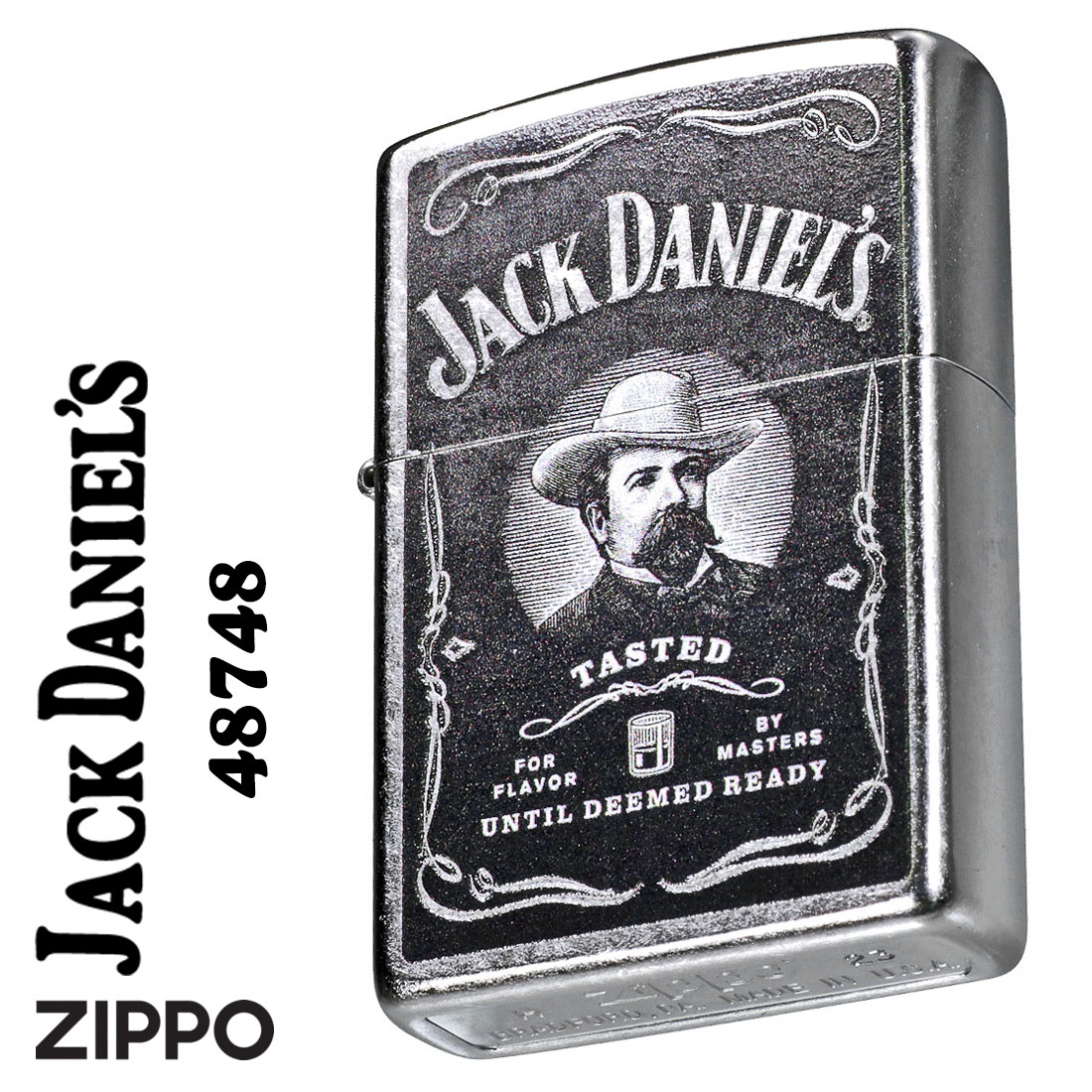 zippo(ジッポーライター) JACK DANIEL'S ジャックダニエル 創業者デザイン 2023秋冬モデル ストリートクローム 48748 メンズ おしゃれ お酒　アルコール　テネシー　ウイスキー　カッコイイ　ギフト プレゼント 【クロネコゆうパケット可】