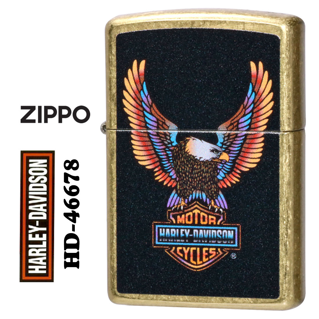 クリスマス zippo(ジッポーライター)ハーレーダビッドソン Harley-Davidson HARLEY イーグルロゴ ストリートブラス プリント HD-4...