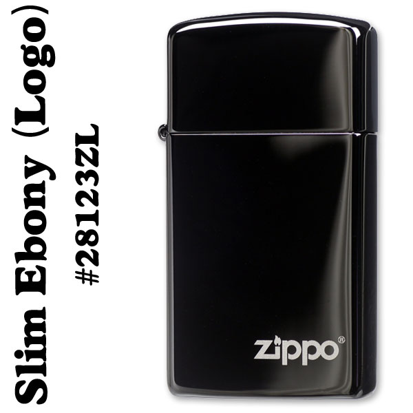 スリムＺｉｐｐｏ zippo(ジッポーライター)漆黒のブラック28123EBONY SLIM（エボニースリム）ZIPPOロゴ入り #28123ZL【クロネコゆうパケット可】