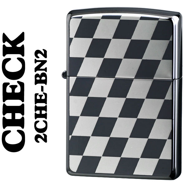 zippo ジッポーライター CHECK チェック柄 市松模様 ブラックニッケル 両面加工 2CHE-BN2【クロネコゆうパケット可】