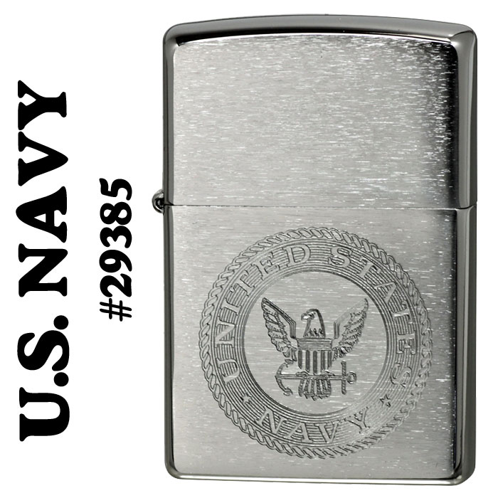 【9月・10月はいつでもポイント5倍！】 zippo(ジッポーライター)US NAVY (アメリカ海軍)紋章 Brushed Chrome 29385 ジッポ ネコポス対応