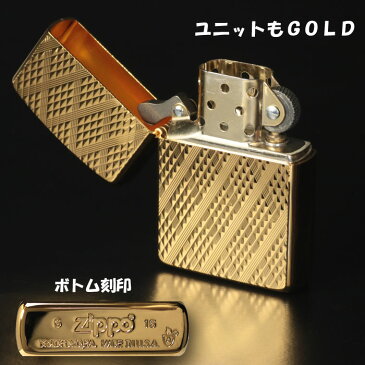 zippo(ジッポーライター) Diamante ダイヤカット 両面加工 ゴールド A柄 zippo アーマー