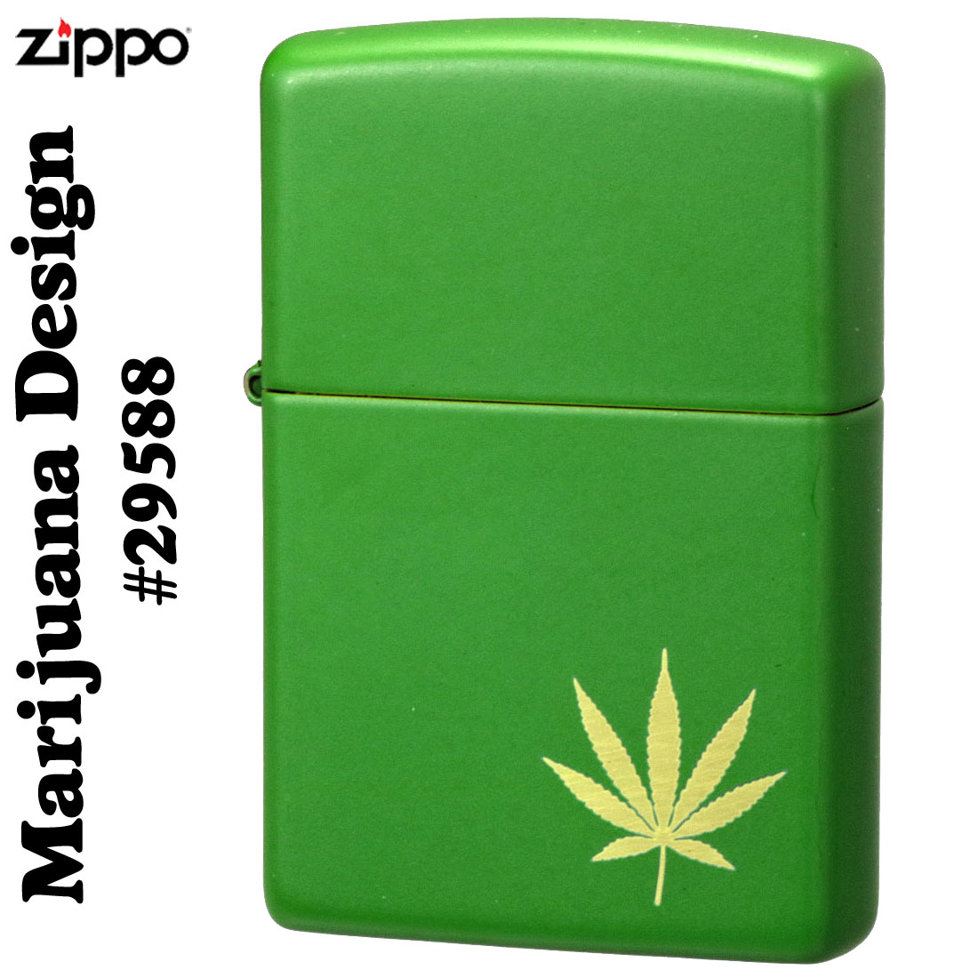 (メーカー無くなり次第終了予定) zippo (ジッポーライター)マリファナデザイン　 Marijuana Design モスグリーンマット#29588　 送料無料【ネコポス対応】