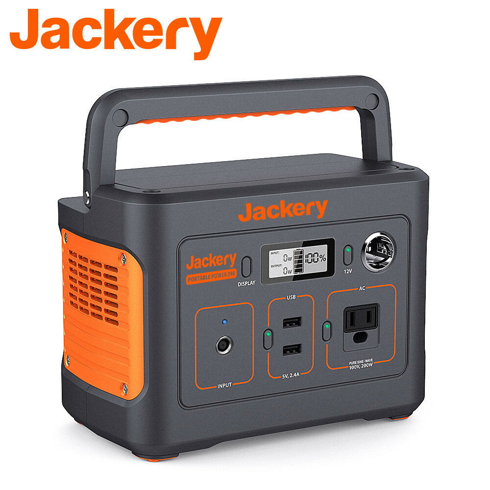 【15％OFFクーポン配布中！楽天ダイヤモンド・プラチナ限定】Jackery ポータブル電源 240 大容量67200mAh/240Wh 家庭・アウトドア両用蓄電池 小型軽量 PSE認証済 純正弦波 三つの充電方法 AC(200W 瞬間最大400W)/DC/USB出力 車中泊 キャンプ アウトドア 防災グッズ 停電時用