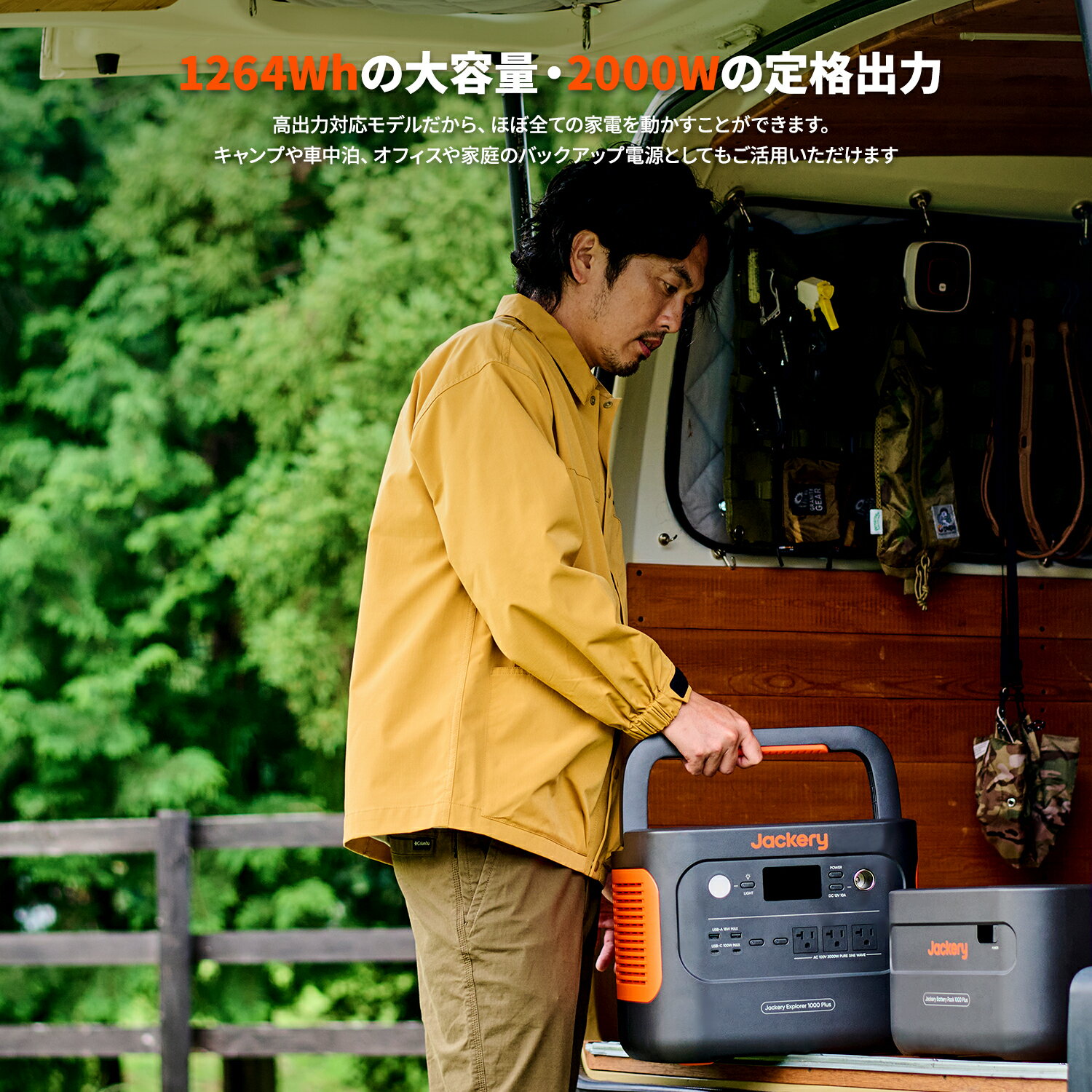 【5/16 23：59まで 35%OFFクーポン利用で149,435円】Jackery Solar Generator 1000 Plus 1264Wh ポータブル電源 リン酸鉄 ポタ電 ソーラーパネル 100W 2枚 3点セット 大容量 1.7時間フル充電 家庭用 アウトドア用 専用アプリで遠隔操作 3