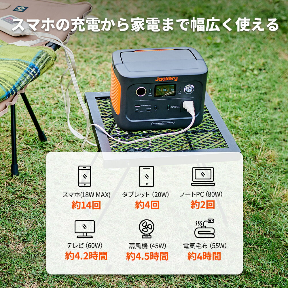 【5/16 23：59まで 35%OFFクーポン利用で48,490円】Jackery Solar Generator 300 Plus 288Wh/300W ポータブル電源 リン酸鉄 ポタ電 ソーラーパネル セット ポータブルバッテリー 100 1枚 家庭用 キャンプ 車中泊 アウトドア 防災グッズ 停電 非常用電源 太陽光パネル 3