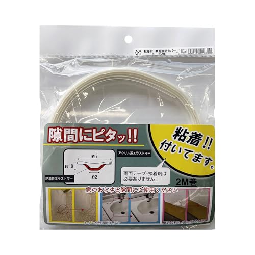 ホワイト/2m巻/#1839・Color:ホワイト・パッケージ個数:1・両面テープや接着剤を使わない 粘着付の軟質カバー・●壁紙の割れ・破れやトイレ・洗面所など、家のあらゆる隙間に。・●【材質】本体：アクリル系エラストマー、粘着材質：粘着性エラストマー。●本体サイズ(mm)：H1.8×W7。●長さ：2m巻。●個装サイズ(mm)：H210×W185×D13.0。●個装重量(g)：27。●原産国：日本・※本商品は屋内用です。・※軟質塩ビ・シリコン素材には取付できません。両面テープや接着剤を使わない 粘着付の軟質カバー