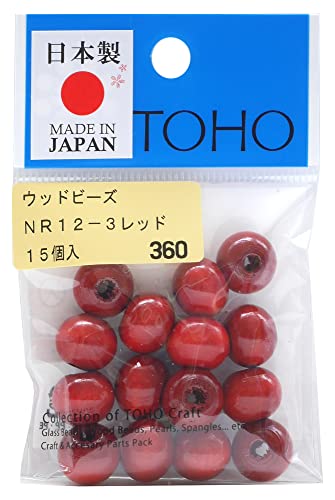 Rakuten - TOHO 匠の技 国産ウッドビーズ 外径約12mm（穴のサイズ約3.5mm） レッド 15ヶ入り NR12-3