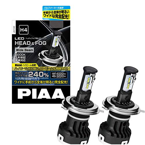 PIAA(ピア) 車用 バルブ ヘッドライト/フォグランプ用 LEDバルブ 6000K Hi 4000lm/Lo 3200lm※ H4 12V