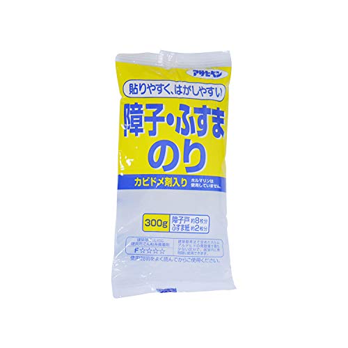 アサヒペン 障子紙 襖紙用 障子ふすまのり 300g No.710 障子戸約8枚分 ふすま紙約2枚分 水で薄めて使うタイプ はがしやすい カビド