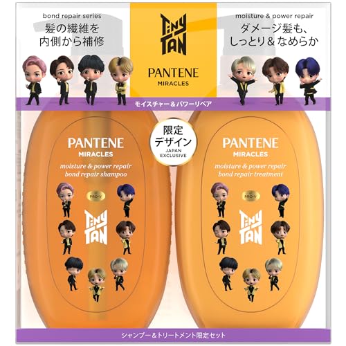 판테인 미라클즈 샴푸 & 트리트먼트 440g + 440g 펌프 세트 TinyTAN 한정 콜라보레이션 디자인 모이스처 & 파워 리페